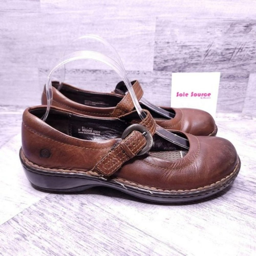 Born Leather Mary Jane Flat Brown 8.5